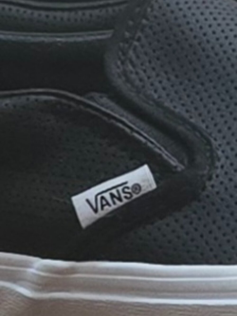 VANS Classic Slip On Perforated Leather Sneakers Black White Size 8.5 EUC
